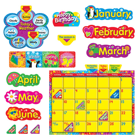 Wipe-Off Stars 'N Swirls Calendar (Cling) Bulletin Board Set