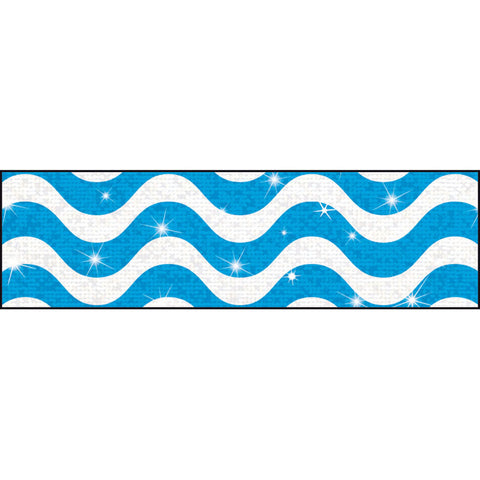 Wavy Blue Sparkle Plus Bolder Borders, 32.5'