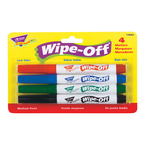 4-Pack Standard Colors Wipe-Off Markers