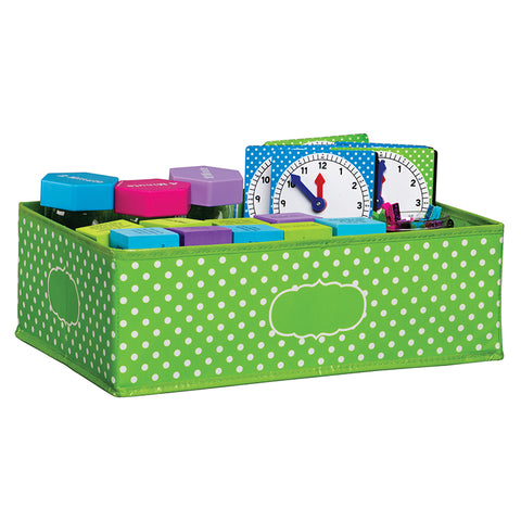 Lime Polka Dots Storage Bin
