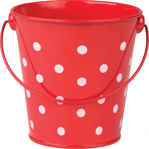 Red Polka Dots Pail With Handle