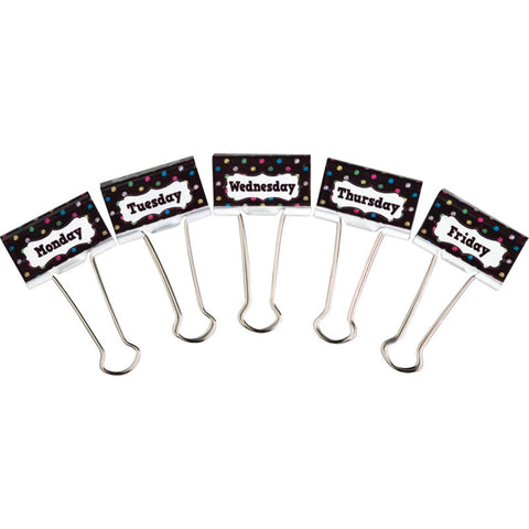 Chalkboard Brights Large Binder Clips, Days Of The Week