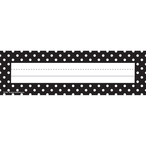 Black Polka Dots Flat Name Plates