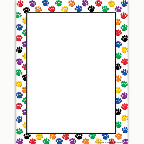Colorful Paw Prints Computer Paper
