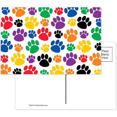 Colorful Paw Prints Postcards, 30/Pkg