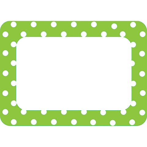 Lime Polka Dots 2 Name Tags/Labels