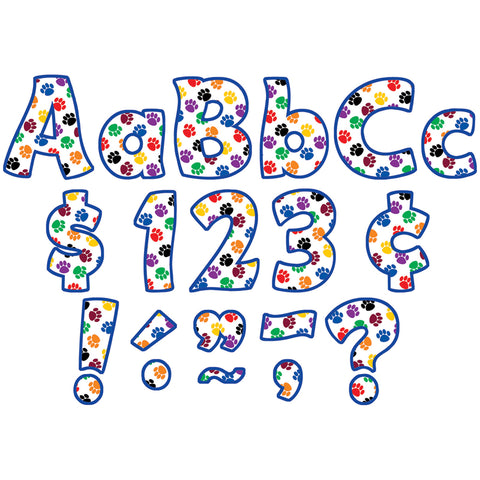 Colorful Paw Prints Funtastic Font 4 Letters Combo Pack, 208 Pieces.