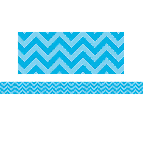 Aqua Chevron Straight Border Trim