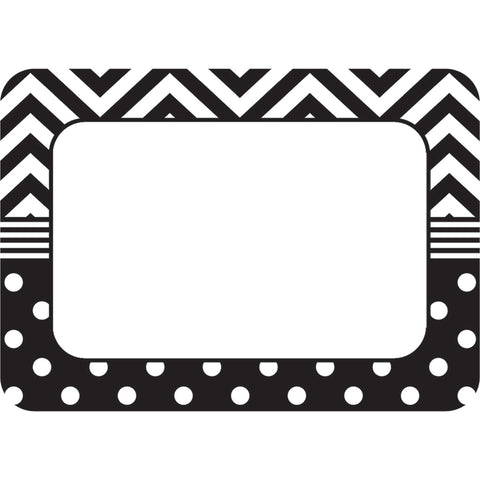 Black & White Chevron And Dots Name Tags