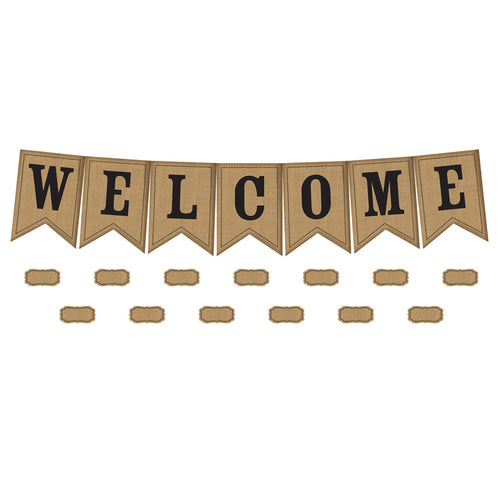 Burlap Pennants Welcome Bulletin Board