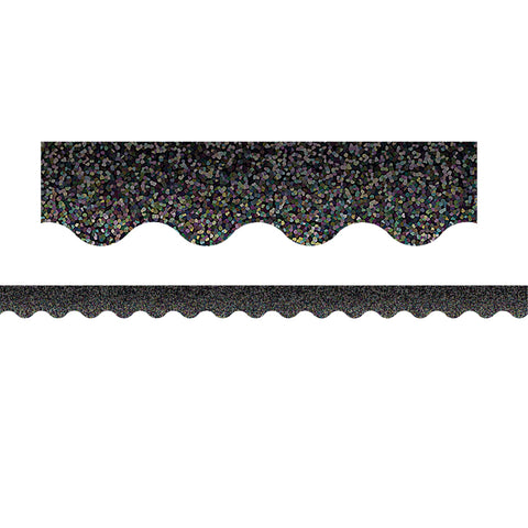 Black Sparkle Scalloped Border Trim