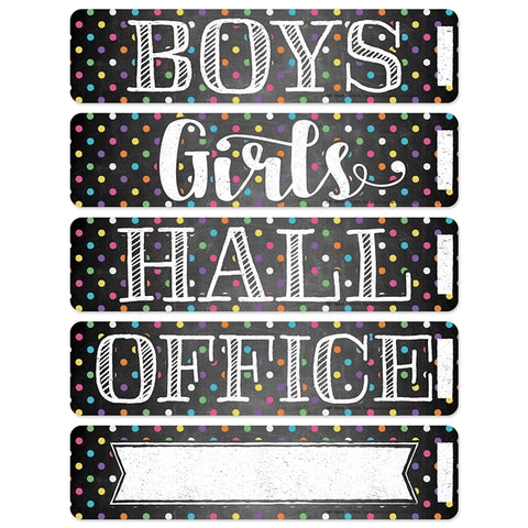 Magnetic Hall Pass Set, Chalkboard Dots