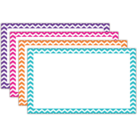 Border Index Cards, 3 X 5 Blank, Chevron Asst., 75Ct