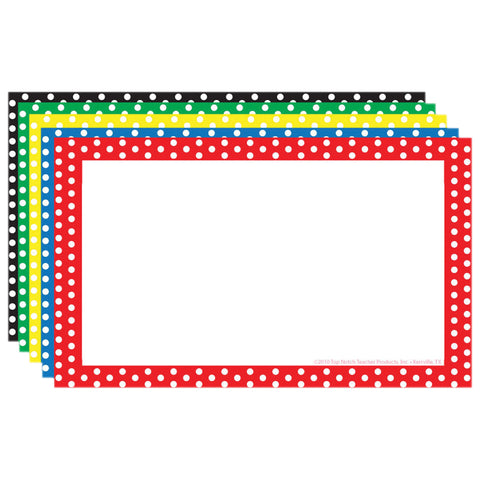 Border Index Cards, 3 X 5 Blank, Polka Dot, 75Ct