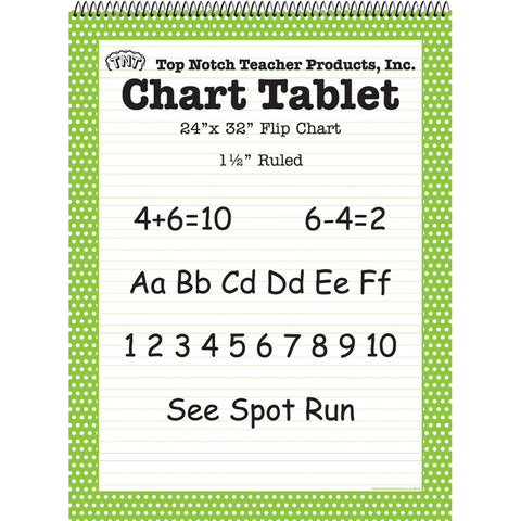 Chart Tablet, 24 X 32, 1-1/2 Ruled, Green Polka Dot, 25 Sheets
