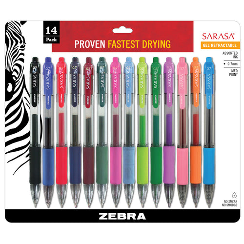 Sarasa Gel Retractable Gel Pens, Assorted 14-Pack