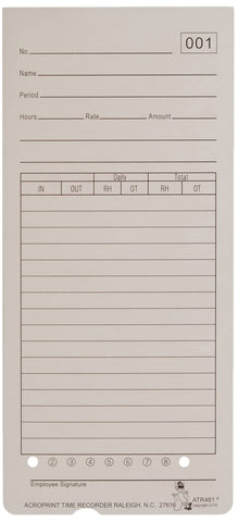 Acroprint 09-9115-000 Time Cards for ATR480 Time Clock, 50 Count(Pack of 1)