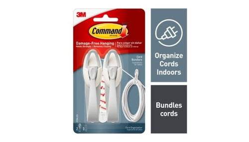 Command 17304 Organizer, 2 (17304-ES) Medium Cord Bundler, White, 2 Count