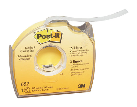 Post-it Labeling and Cover-Up Tape, 1 Roll ,1/3 in x 700 in (652)