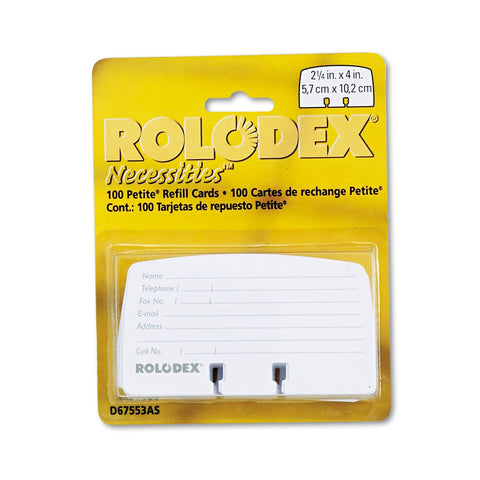 Rolodex Petite List Finder Card Refill, 100 Cards, 2-1/4 Inchesx4 Inches, White (67553)