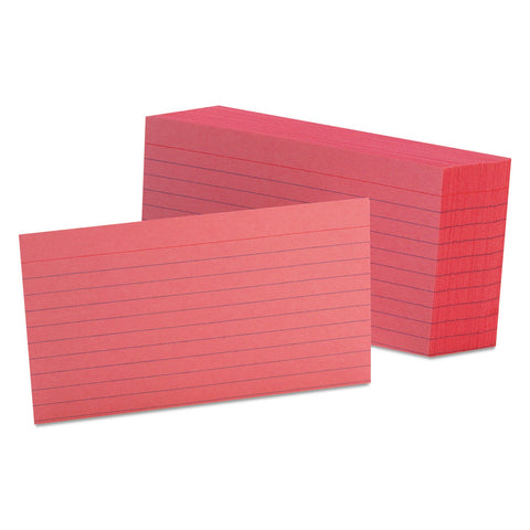 Oxford 3" x 5" Ruled Index Cards, Cherry, Pack of 100