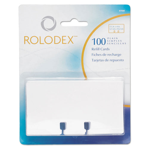 Rolodex Rotary File Card Refills, Unruled, 2-1/4 Inches Inchesx 4 Inches, 100 Cards, White (67558)