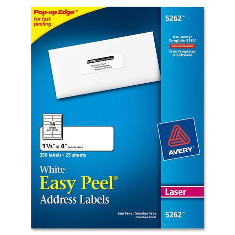 Avery Avery Easy Peel Mailing Label - 1.33 Width X 4 Length - 350 / Pack - Rectangle - 14/sheet - Laser