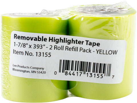 Lee Products Removable Highlighter Tape 1-7/8"X393" 2/Pkg
