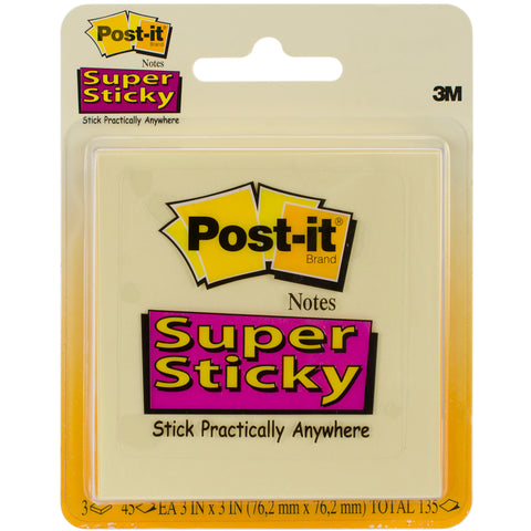 Post-It Super Sticky Notes 3"X3" 3/Pkg