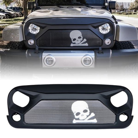 Xprite Gladiator Grille with Skull Steel Mesh for 2007-2018 Jeep Wrangler