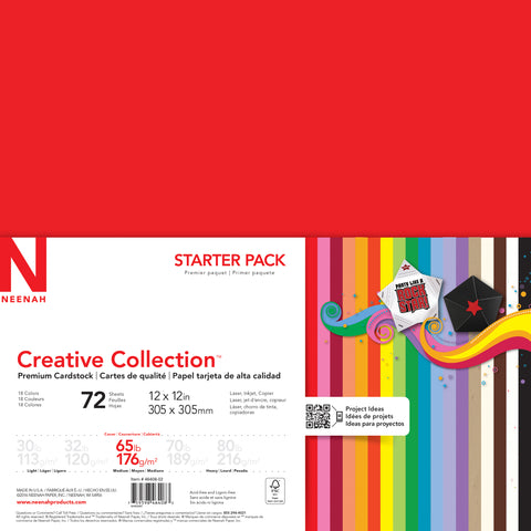 Neenah Creative Collection Cardstock Pack 12"X12" 72/Pkg
