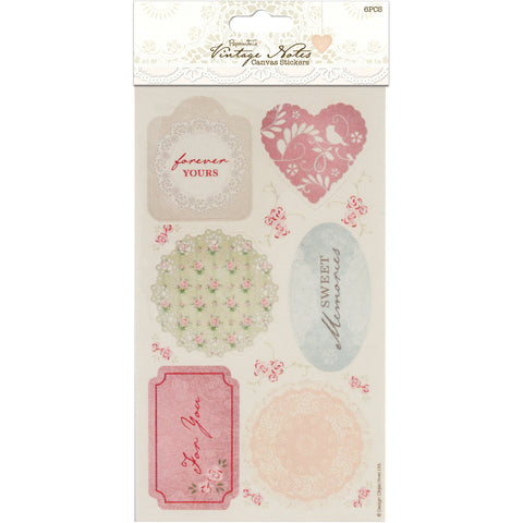 Papermania Vintage Notes Canvas Stickers 6/Pkg