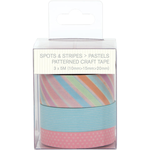 Papermania Spots/Stripes Pastels Craft Tape 3/Pkg