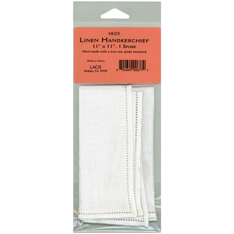 Lacis Linen Handkerchief 11"X11" Single Spoke