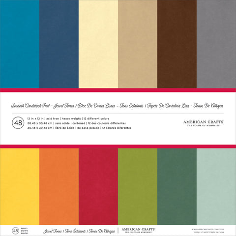 American Crafts Smooth Cardstock Pack 12&quot;X12&quot; 48/Pkg