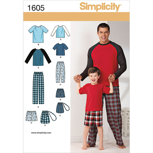 Simplicity Easy-To-Sew Boys Mens Loungewear Pants Bag & Top