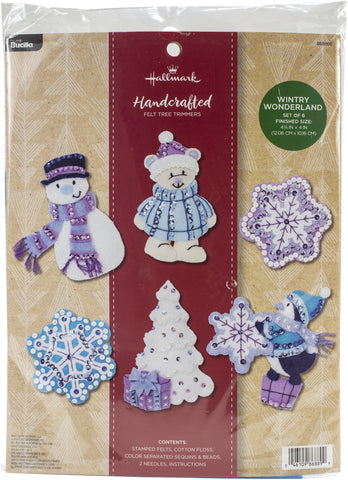 Bucilla Hallmark Felt Ornaments Applique Kit Set Of 6