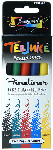 Jacquard Products Tee Juice Fine Point Fabric Pens 5/Pkg