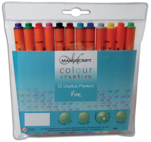 Manuscript Colour Creative Markers Fine Tip 12/Pkg