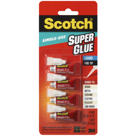 Scotch Super Glue Liquid 4/Pkg