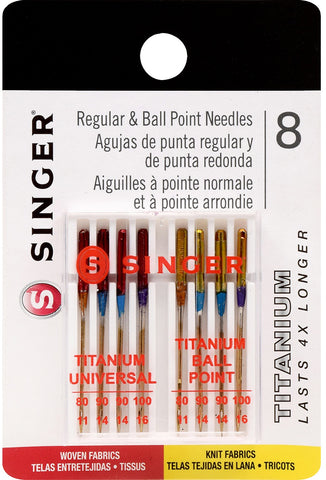 Singer Titanium Universal Regular & Ball Point Machine Needl
