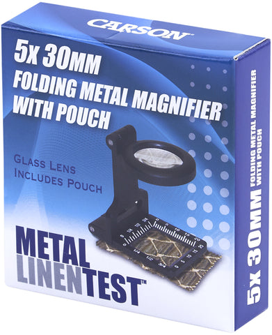 Carson Metal Linen Test Folding Metal Magnifier W/Pouch