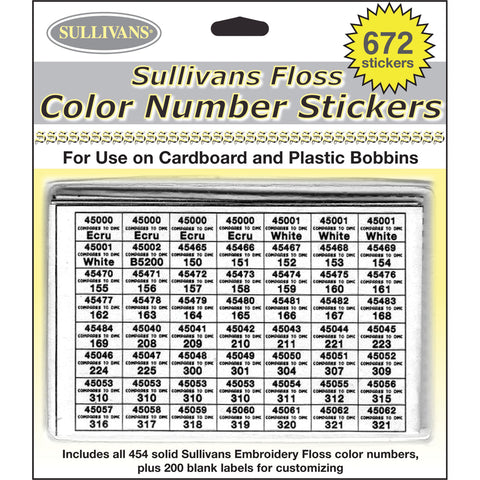 Sullivan's Floss Color Number Stickers
