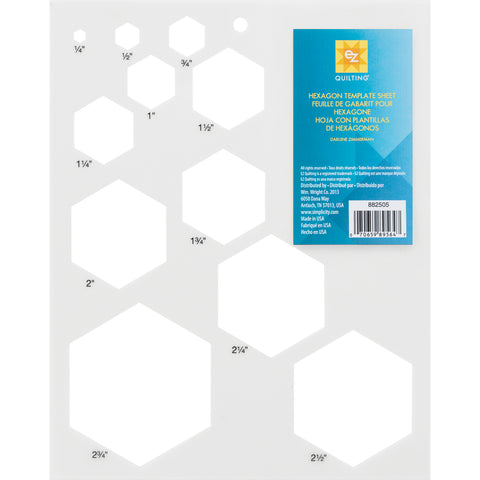 EZ Quilting Hexagon Template Sheet