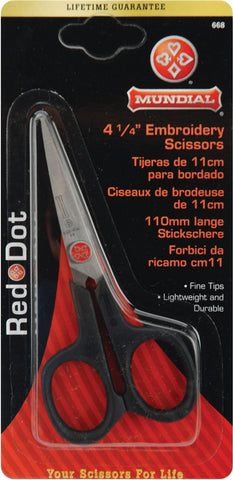 Mundial Red Dot Embroidery Scissors 4.25"