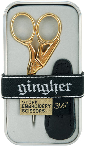 Gingher Gold-Handled Stork Embroidery Scissors 3.5"