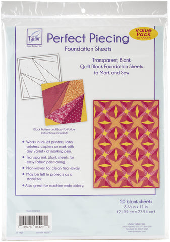 June Tailor Piecing Quilt Block Foundation Sheets 50/Pkg