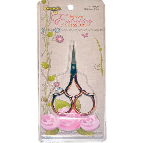 Sullivans Heirloom Embroidery Scissors Leaf Handle 4"