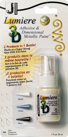 Jacquard Lumiere 3D Metallic Paint & Adhesive Blister Pk 1oz