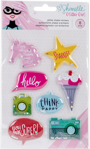 Shimelle Glitter Girl Shaker Stickers 8/Pkg